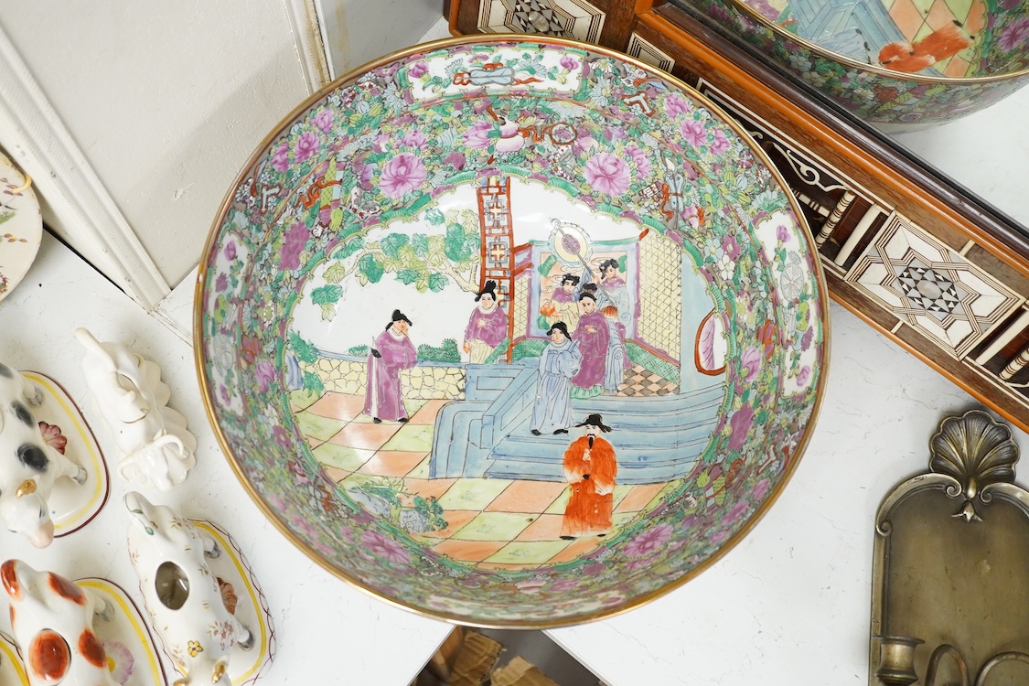 A Chinese famille rose punch bowl, 40.5cm diameter.